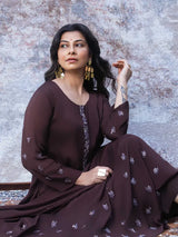 MOCHA BROWN FESTIVE SILK KURTA SET