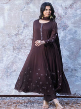 MOCHA BROWN FESTIVE SILK KURTA SET