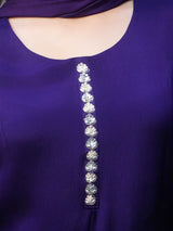 ROYAL PURPLE EMBROIDERED A-LINE KURTA SET