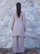 LAVENDER GREY EMBELLISHED CHINNON SILK KURTA SET