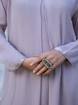 LAVENDER GREY EMBELLISHED CHINNON SILK KURTA SET