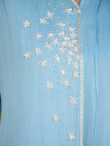 SKY BLUE FLORAL EMBROIDERED CHINNON SILK CO-ORD SET