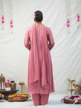BLUSH PINK MIRROR EMBELLISHED ANARKALI KURTA SET