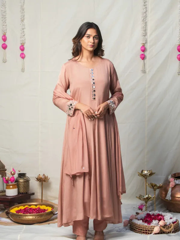 ROSEWOOD MIRROR WORK ANARKALI SET