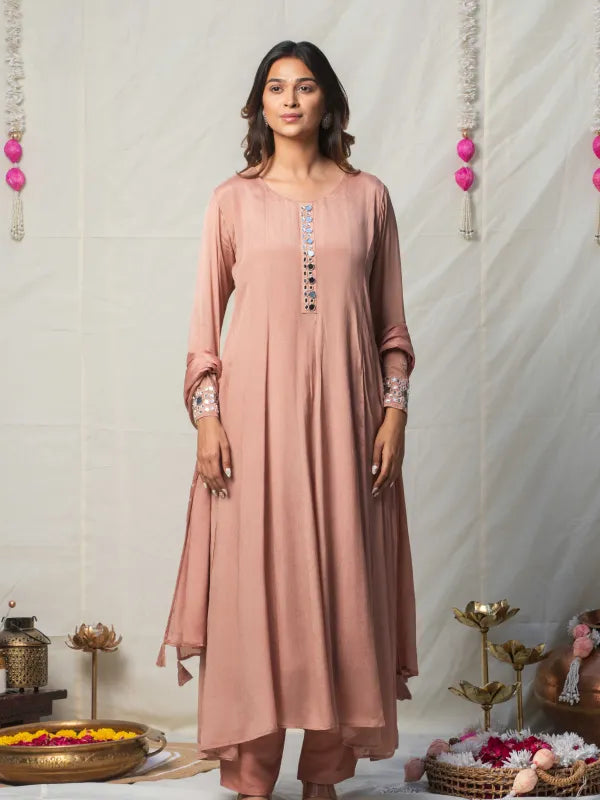 ROSEWOOD MIRROR WORK ANARKALI SET