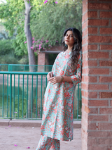 Green and Orange Hand Block Co-ord Set
