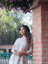 Green and Orange Hand Block Co-ord Set