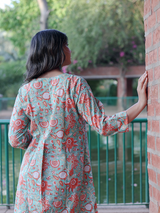 Green and Orange Hand Block Co-ord Set