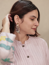 Light Pink Embroidered Mul Chanderi Kurta Set
