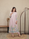 Light Pink Embroidered Mul Chanderi Kurta Set