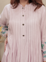 Light Pink Embroidered Mul Chanderi Kurta Set