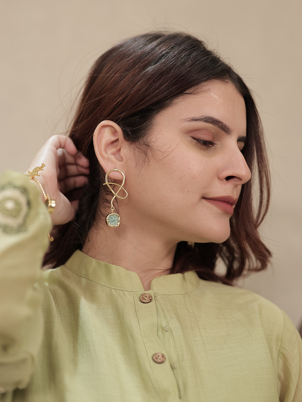Olive Green Embroidered Mul Chanderi Kurta Set