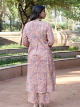 Peach and Green Hand Block Co-ord Set