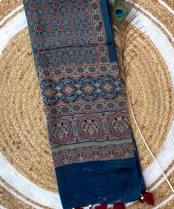 Mashru Silk Unisex Ajrakh Print Stole